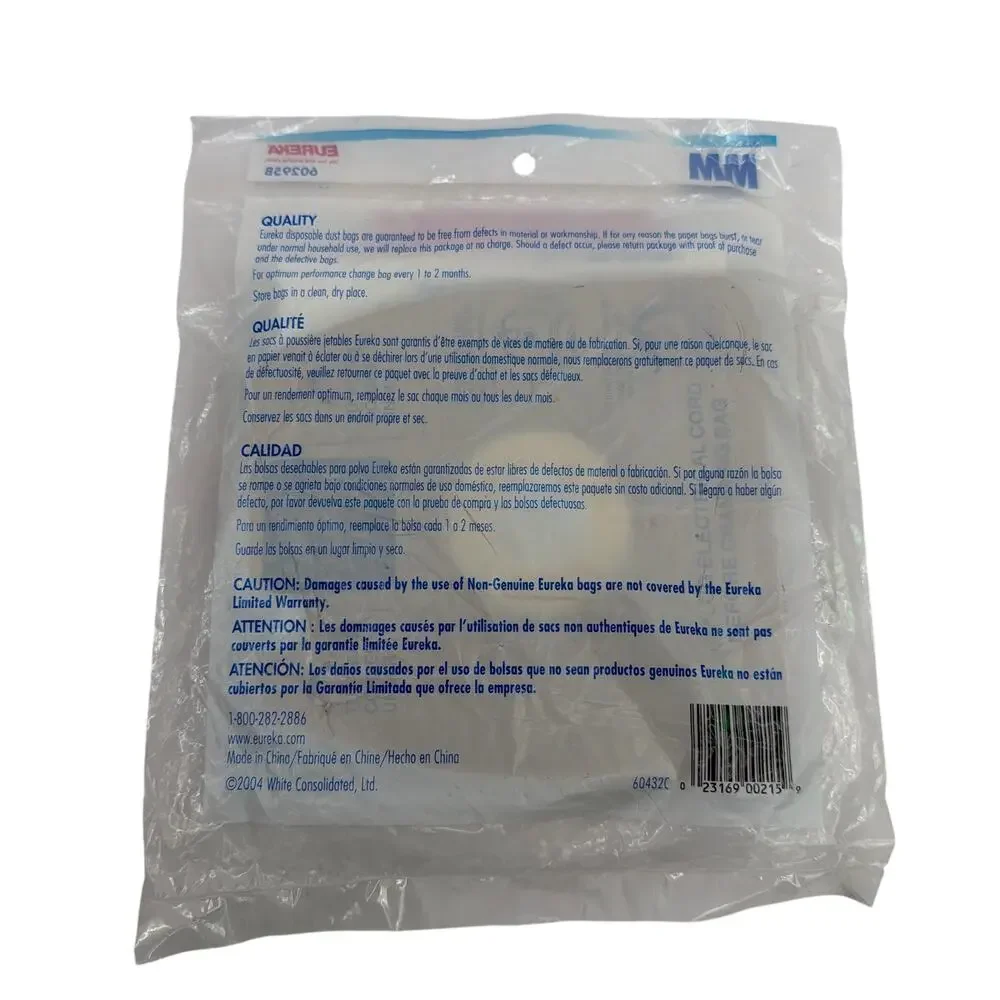Eureka MM Disposable Vacuum Dust Bags 60295B Pack of 3 for Series 3670 3680